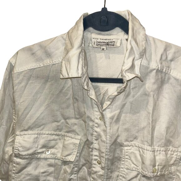 Bloomingdales WOMAN PLUS white LINEN Out of Africa Safari button down sh… - Picture 4 of 5